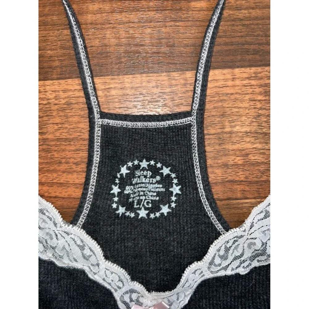Charcoal and White Lace Sleep Cami